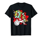 Dabbing Einhorn Tunesien Volleyball Fans Trikot Tunesische Flagge T-S