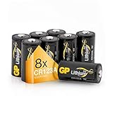 GP Batterien CR123A 3V Lithium Pro Schwarz-Gold (8 Stück CR123 Batterien 3 Volt) für Smart Home, Alarmanlagen, Taschenlampen, Foto-Zubehö