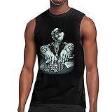 Popeye Gangsters Poker Popeye No Happiness Vest T Shirt for Men Short Sleeveless T Shirt Men's Cotton Vest XXL Black