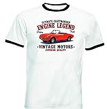 TEESANDENGINES Herren T-Shirt Alfa Romeo Spider 1957 Ringer Schwarz Gr. XXL, weiß