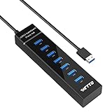 USB Hub,7 Port USB 3.0 Hub Super-Speed mit verlängertem 97cm Kabel für Laptop, PC, MacBook Pro/Mini, iMac, Surface Pro, Mobile HDD