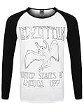 Led Zeppelin Herren T-Shirt USA 77 langärmelig schwarz-weiß