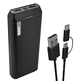 EMOS B0523B ALPHA Powerbank 20000mAh / Externer Akku/Ladegerät/PASSthrough/Ausgang2×USB+USB-C/EingangmicroUSB+USB-C/2-in-1Kabel/AutoON/OFF/fürHandy,Tablet,iPhone,iPad,Galaxy,Huaw