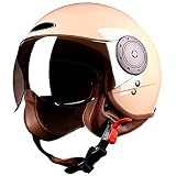 TKYDM Motorrad Jet Pilot Helm Scooter Moped Helm, Fashion Half-Open Helm mit Schutzbrille, hat den Verkehrssicherheitstest ECE 22.05 Approval 3/4 Open Face Helm bestanden H,56-60