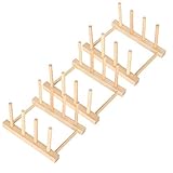 3 Set Weihnachten Holz Geschirr Abtropfgestell Utensilien Platte Holz Trockenständer Topfdeckel Halter Regal Küche Organizer Schrank Abtropffläche für Schüssel Tasse Schneideb