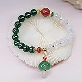 Deykhang Feng Shui Reichtum Armband Dual Color Agate Green Lychee EIS Carnelian Armband Natürliche Heilung Cinnabar Kristall Chakra Gems Lotus Wind Laterne Charme Antikes Armb