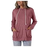 GFGHH Hoodie Damen – Kapuzenpullover Frauen Baumwolle Long, mit Kapuze Pullover Sweatshirt Rundhals, Slim Fit Freizeit Sport Langarmshirt, Training - Pulli Streetwear Basic Casual Strickp