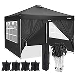 COBIZI Pavillon 3x3 Wasserdichter Gartenpavillon Zelt Hochzeitsfeier Instant Event Shelter mit 4 Abnehmbaren Seitenwänden, 4 Sandsäcken, Pfähle x 8