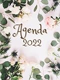Agenda: Planificateur Semainier sur le thème des fleurs | grand format 21.59 x 27.94 cm | sur 12 mois, de janvier à décembre| 1 semaine sur 2 pages| Organiseur Heb