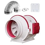 CFYP Kanalventilator mit Variabler Geschwindigkeitssteuerung, geräuscharmer Abluftventilator zum Heizen, Kühlen Booster, Wachstumszelte, Hydroponik (4 Zoll / 6 Zoll / 8 Zoll)