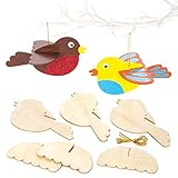 Baker Ross 3D-Vögel aus Holz für Kinder als weihnachtliche Bastel- und Deko-Idee für Jungen und Mädchen (6 Stück)