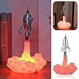 RMBLYfeiye 3D Raketenlampe Dekoration Nachtlicht, Raketenlampe Space Shuttle Lampe USB wiederaufladbares Geschenk für Weltraumliebhaber Weihnachtskindergeschenk