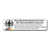 Bundesministerium warnt vor Zahnausfall Aufkleb