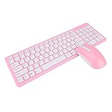 Liyeehao Langlebiges Tastatur- und Maus-Set, kabellose Tastatur, Verbindungsdistanz, multifunktional, lichtbeständig, 10 m, hohe Empfindlichkeit für Bürospiele (Pink)