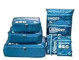 Packwürfel für Reise -7 Sets Packing Cubes Koffer-Organizer Aufbewahrungstasche wasserdicht und leichtgewichtig - Koffer Kompressionsbeutel (Dark blau)