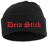 HB_Druck Umschlagmütze mit Wunschtext - Altdeutsch - Bestickt - Mütze Strickmütze Einheitsgröße Stickfarbe: