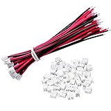 YIXISI 20 Stück Micro JST PH 2.0 2-Pin Stecker und 20 Stück 10 cm Rot und Schwarz Silikon Kabel D