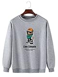 Sweatshirt Herren Langarm T-Shirt Retro Long-Shirt Regular Fit Premium-Qualität Herrent-Shirt Bequemes Hip Hop Sport Herren Streetwear C-Grey XL