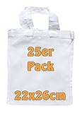 Cottonbagjoe | kleine Apothekertasche | perfekt zum Bemalen | mit Henkel |Jutebeutel | Geschenktasche | unbedruckt | weiß | Bauwolltasche | DIY | 22x26cm | Stofftasche zum B