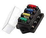INIBUD 4-Fach Sicherungshalter ATO ATC 12V/24V KFZ mit 4 Sicherung Sicherungskasten Flachsicherungen Sicherungsdose Sicherungsträg