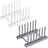 2 Stück Küchenorganizer aus Metall Topfdeckelhalter Tellerständer Abtropfgestell Geschirrständer Leicht Montieren Zerlegen,für Teller, Schüssel, Tassen, Topf Deckel, Schneidebrett, Buch—6 S