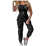 Basewing Latzhose Damen Jumpsuit mit Träger Retro Overalls Lose Hose Lange Baggy Hosen Arbeitshose Arbeits Latzhose für Frauen Elegant Lange Boyfriend Stylisch Overall H