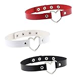Damen Choker Halskette Set, Leder schwarz einstellbar Kragen Halsband mit Spike Nieten Kreis, Gotik Punk Rock Lederband,Dame Halskette Vintage Halsband, Geschenke für Mädchen(3 Stück)