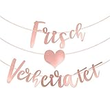 Frisch Verheiratet Girlande Just Married Girlande Banner Wimpelkette auf Deutsch Hochzeitsgirlande Dekoration für Hochzeitszeremonie Fotorequisiten Brautdusche Junggesellinnenabschied Wedding Dek