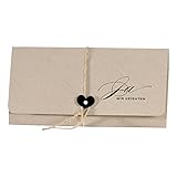 Schokoladenseite 10 x Einladungskarten Hochzeit Vintage braunes Kraftpapier mit Juteband und H