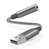 GLUBEE USB A auf 3.5mm Klinke Aux Adapter, USB Kopfhörer und Mikrofon Adapter, Headset Aux auf USB Adapter, TRRS Stereo USB Externe Soundkarte für PS4, Headset (CTIA/OMTP Standard) Laptop, PC