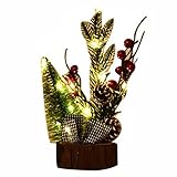 CloverGorge Weihnachtsbaumschmuck mit LED-Beleuchtung, Holzboden, Weihnachtsdek