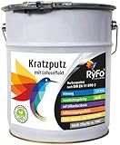 RyFo Colors Kratzputz mit Lotuseffekt 1,5mm 25kg - Fassadenputz, Oberputz, Edelputz, Strukturputz, Fertigputz weiß für außen, Silikonharz, witterungsbeständig, weitere Körnungen und Optiken wählb