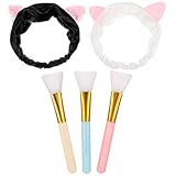 AKlamater Maskenpinsel Silikon mit Haarbänd Haarloser Gesichtsmask Pinsel Set,Kosmetik Make-up Gesicht Bürste für Gesichtsmasken,Augenmask