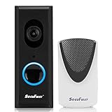 SecuFirst Kabellose Sicherheitskamera mit Türklingel und Türglocke,WLAN Video Doorbell mit Kamera Funk Gong Klingel,mit 16G Speicherkarte,Wasserdicht,Schw