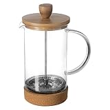 Frenchpress Kaffeedrücker Teepresse Siebstempel-Kanne Glas Bambus Kork 600 ml für 2 Pott Kaffee oder T