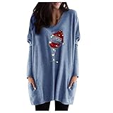 Women's Long Blouse Cotton Button Down Shirt Oversize Long Sleeve Shirt for Leisure(Blue, XL)