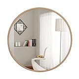 liu Wandspiegel Großer Kreiswandspiegel Gold Metallrahmen Badezimmerspiegel High-Definition Runde Make-up Spiegel Für Wohnzimmer Schlafzimmer Flur Typ einfügen(Size:70CM)