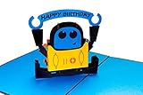 Geburtstagskarte, Roboter mit Happy Birthday Banner, 3D-Pop-up-Karte, Originelle Glückwunschkarte Alles Gute zum Geburtstag, Grußkarte, Geschenkkarte, Geburtstagskarten, Geburtstagsb