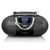 Lenco SCD 6900 Tragbares DAB+ Radio - Bluetooth - FM Radio - Boombox Mit CD/MP3-Player - Kassettendeck - USB-Eingang - AUX-In - 3,5mm Kopfhöreranschluss - Schwarz, N