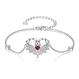 CusGifta Engelsflügel Herz Armband für Frauen 925 Sterling Silber Armbänder Schmuck Geschenke für Ihre Frauen Frau Mama M