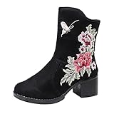 Stiefeletten Damen Elegant Booties mit Flacher Komfort Leder Booties Frauen Bootie Herbst Winter Stiefel Ankle Boots Knöchel Schuhe Gummistiefel Damen S