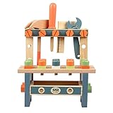 Milageto Kinder Mini Holz Spielwerkzeug Werkbank Set, Einfach zu Montieren, Reich An Farb