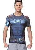 Cody Lundin Männer T-Shirt Kurze à„rmel Hemd Fitness Training Joggen Kompression Shirt America Superhelden Tee , Dunkelblau, M