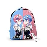 xhomeshop Re:Life in a different world from zero Rucksack Anime 3D Druck College Stil Schlüsselanhänger Tasche Reiserucksack Rem Kollektion Cosplay Oxford Stofftaschen für Unisex