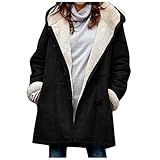 Zilosconcy Mantel Damen Winter Lang Wollmantel Wolljacke Camile Mantel mit Kapuze Trenchcoat Dufflecoat Basic Coat Elegant Tasten Jacke Herbst Winter Lose Outdoorjacke Outw