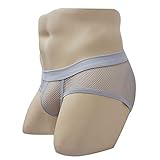 SUOSUO LZWJD Herren-Unterwäsche Transparent Netz-Ineinander greifen Bikinihose Unterwäsche Bulge Unterhose Mode Low Waist Kurz Lingerie Intimates (Farbe : J Gray, Größe : L)