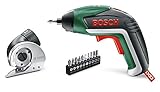 Bosch IXO Akku-Schraubendreher mit Bosch IXO Schneidadapter + 10-teiliges Bit-Set (mit Stanley KeyTape (Abbildung) + Cadbury Schok