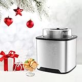 Eismaschine Testsieger 2L Ice Maker, Ice Cream Maker aus Edelstahl mit Sichtbarer Deckel, Softeismaschine Speiseeismaschine Professionelle Eismaschinen, inkl. Eislöffel & Rezept(MEHRWEG)