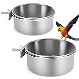 2 Stücke Futter Gericht Feeder,Vogelfutterschale,Tier Käfig Wasser Futterschale,Edelstahl Papageien Futterbecher,Mit Klammern,Zum Füttern Von Papageien,Kaninchen U