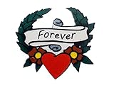 Miniblings Forever Herz Brosche Tattoo Liebe Holz gelasert 43mm - Handmade Modeschmuck I Anstecknadel B